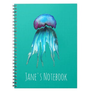 Jellyfish watercolor colorful modern aquatic notebook
