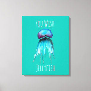 Jellyfish watercolor colourful modern aquatic canvas print
