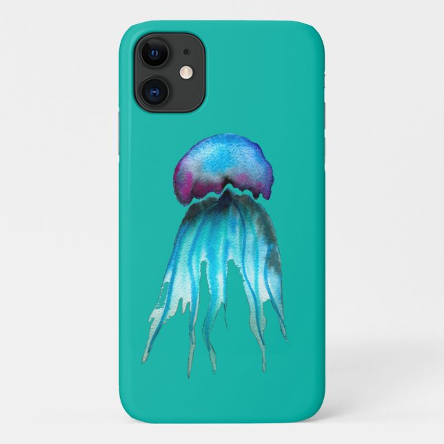 Jellyfish watercolor colourful modern aquatic Case-Mate iPhone case (Back)