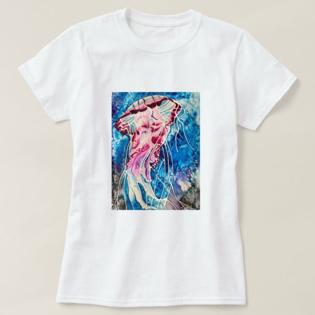 Jellyfish watercolor ocean art T-Shirt (Design Front)