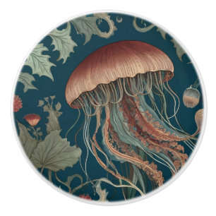 Jellyfish William Morris style Sea Ocean Marine Ceramic Knob