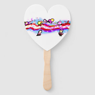 Jellyfishes heart wave hand fan