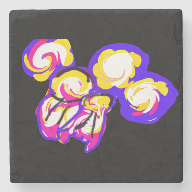 Jellyfishes style bubbles stone coaster (Front)