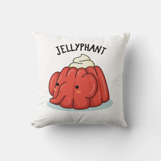 Jellyphant Funny Elephant Jelly Pun  Cushion (Front)