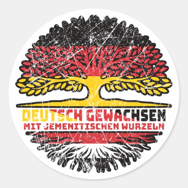 Jemen Jemenitisch Deutsch Deutschland Baum Wurzel Classic Round Sticker (Front)