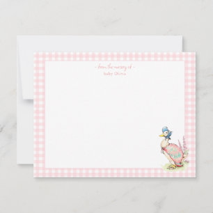 Jemima Duck with pink Gingham Border Baby girl  Thank You Card