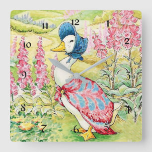 “Jemima Puddle Duck” by Beatrix Potter Square Wall Clock
