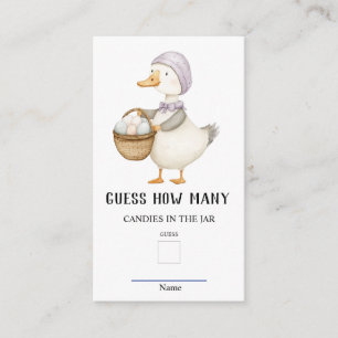 Jemima PuddleDuck Guess How Many Baby Shower Game Enclosure Card