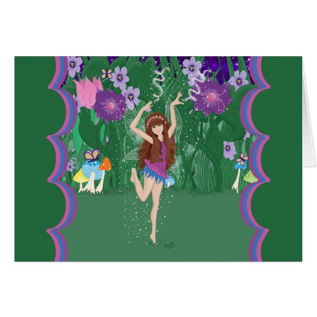 Jen the Dancing Flower Fairy Card (Front Horizontal)