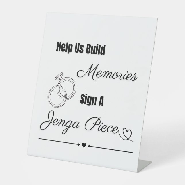 Jenga Game, Wedding Sign, Reception Guest Games Pedestal Sign (Front)