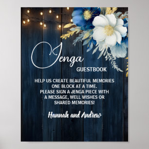 Jenga Wedding Guestbook String Light Floral Poster