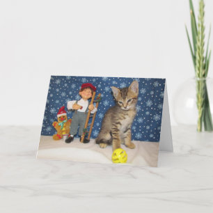 Jenkins and the Elf - Cute Cat Christmas Card
