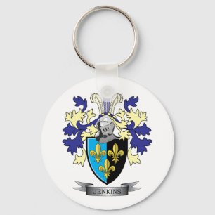 Jenkins Family Crest Coat of Arms Key Ring