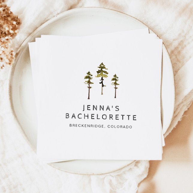 JENNA Pine Tree Camp Mountain Bachelorette Napkin (Creator Uploaded)