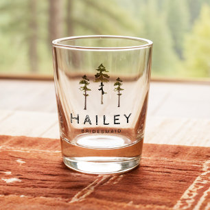 JENNA Pine Tree Camp Mountain Bachelorette Shot Glass