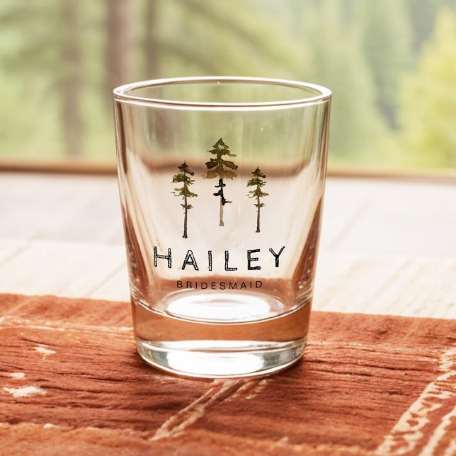 JENNA Pine Tree Camp Mountain Bachelorette Shot Glass (Creator Uploaded)