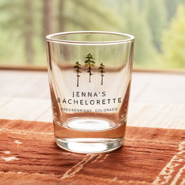 JENNA Pine Tree Camp Mountain Bachelorette Shot Glass (Creator Uploaded)