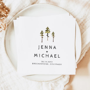 JENNA Pine Tree Mountain In the Woods Wedding Napkin