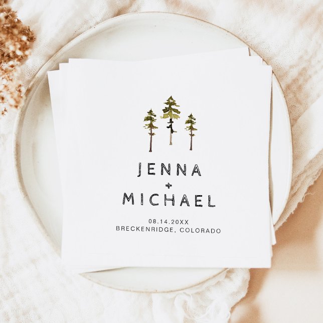 JENNA Pine Tree Mountain In the Woods Wedding Napkin (Creator Uploaded)