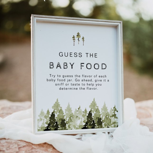 JENNA Rustic Pine Guess The Baby Food Baby Shower Poster (Creator Uploaded)