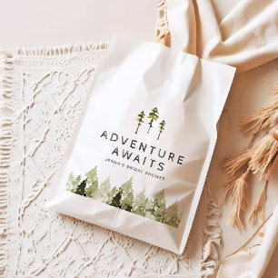 JENNA Rustic Watercolor Pine Tree Bridal Shower Favour Bag