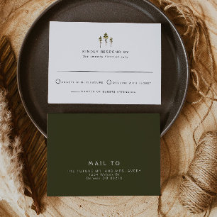 JENNA Rustic Watercolor Pine Tree RSVP Card