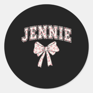 Jennie Coquette Bow Shirt Women Ribbon Mother's Da Classic Round Sticker
