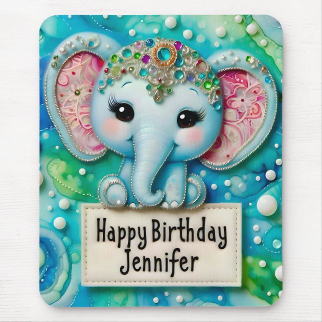 JENNIFER ~ BLUE ELEPHANT ~ Mousepad (Front)