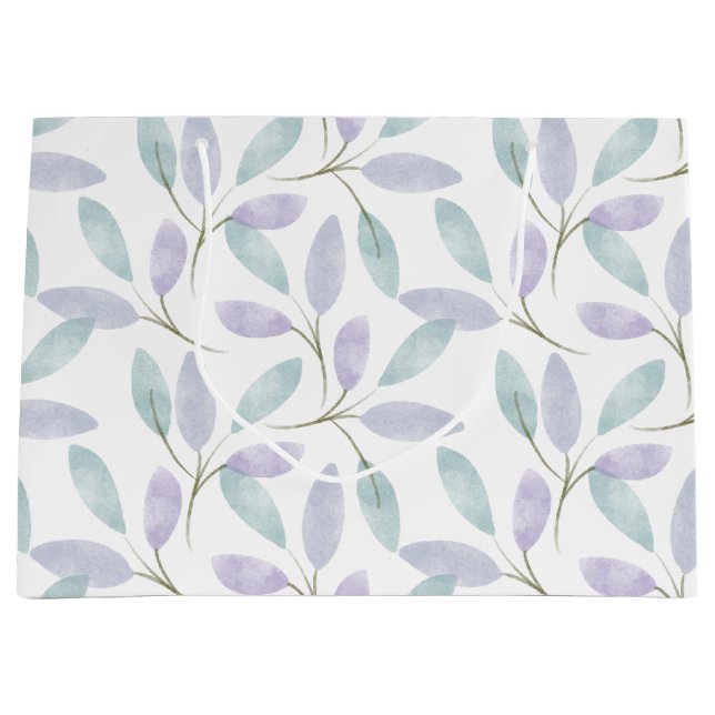 Jennifer Collection Watercolor Leaves Large Gift Bag (Front)