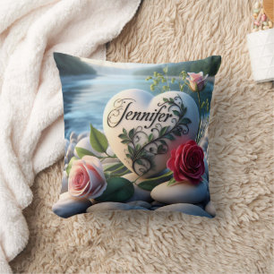 Jennifer's Heart by the River Cushion