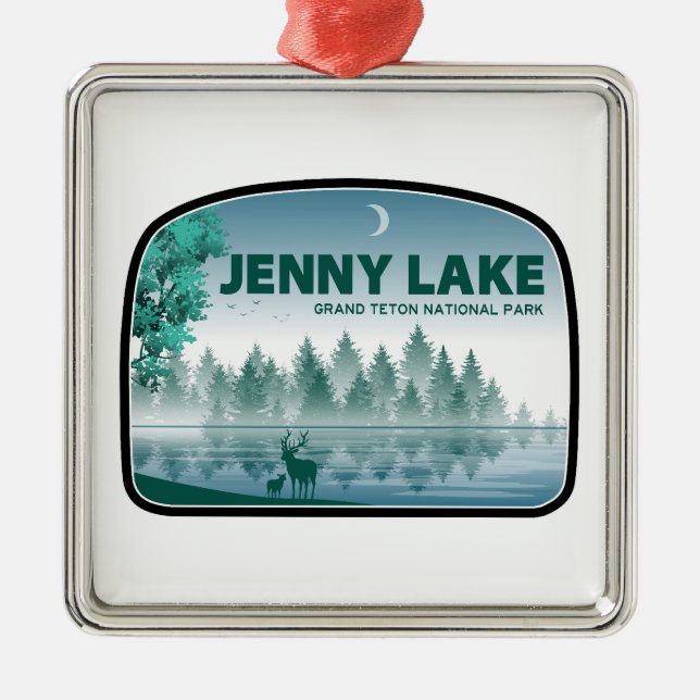 Jenny Lake Grand Teton National Park Deer Metal Ornament (Front)