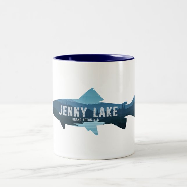 Jenny Lake Grand Teton National Park Fish Two-Tone Coffee Mug (Center)