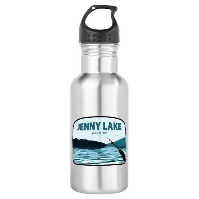 Jenny Lake Wyoming Fishing Rod 532 Ml Water Bottle (Front)
