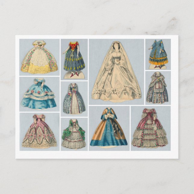 Jenny Lind Paper Doll Dresses Postcard (Front)