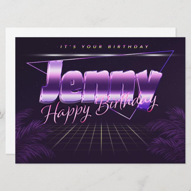 Jenny Name First name lila retro card Birthday (Front/Back)