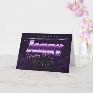 Jenny Name Vorname lila retro Karte Geburtstag Card