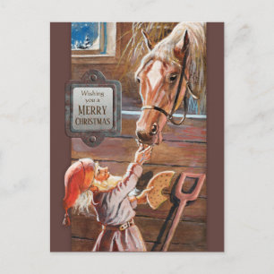Jenny Nyström Christmas Tomte Brownie horse stable Holiday Postcard