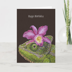 Jenny the chameleon birthday card