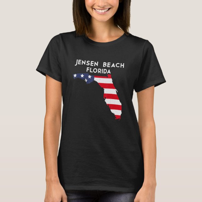Jensen Beach Florida USA State America Travel Flor T-Shirt (Front)