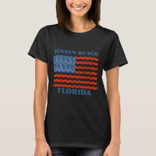 Jensen Beach Florida Vintage Fishing American Flag T-Shirt
