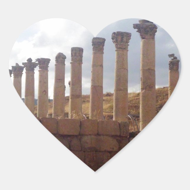 Jerash Roman Columns Heart Sticker (Front)