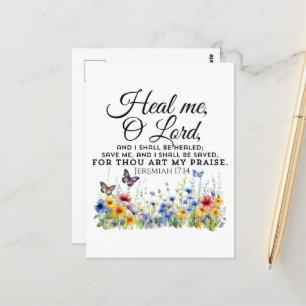 Jeremiah 17:14 Healing Bible Verse Wildflowers Postcard