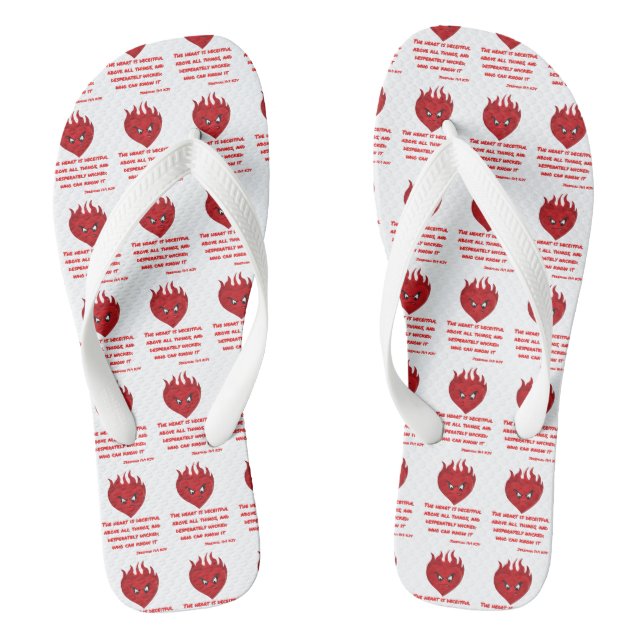 Jeremiah 17:9 KJV Bible Scripture All-Over Unisex Thongs (Footbed)
