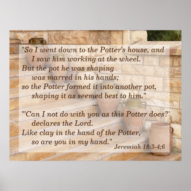 Jeremiah 18:3-4,6 Clay in My Potter's Hand Poster (Front)