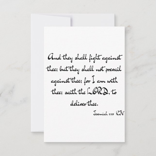 Jeremiah 1:19 KJV Bible Verse Flat Greeting Card (Front)