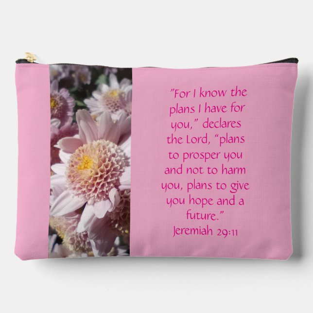 Jeremiah 29:11-13 Pink Large Accessory Pouch (Front)