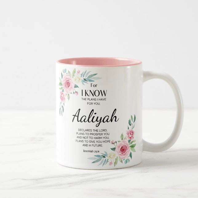 Jeremiah 29:11 Bible Scripture Personalise Two-Tone Coffee Mug (Right)