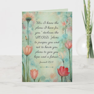 Jeremiah 29:11 Bible Verse Floral Watercolor Card