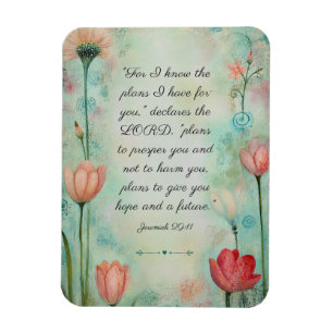 Jeremiah 29:11 Bible Verse Floral Watercolor Magnet