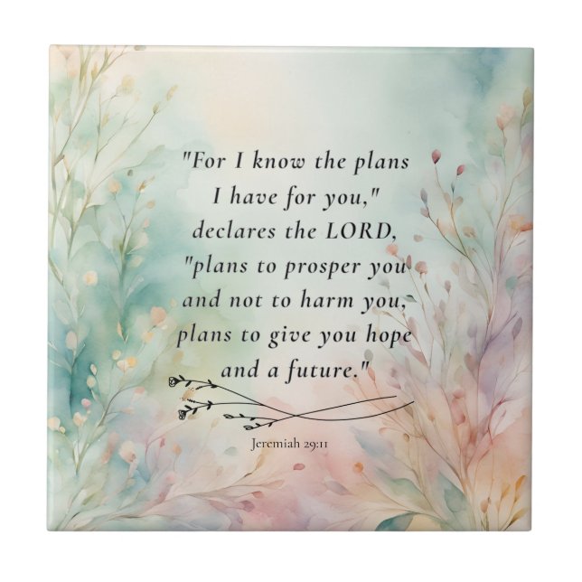 Jeremiah 29:11 Bible Verse Image Ceramic Tile (Front)